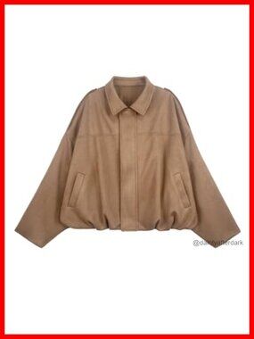 Womens Faux Suede Bomber Jacket Cropped Oversized Zip Pilot Coat